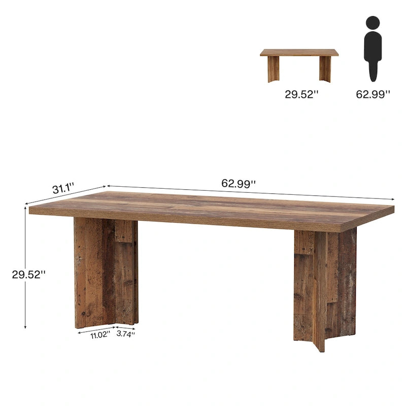 Table de cuisine et de repas de 63 pouces de long pour la salle à manger
