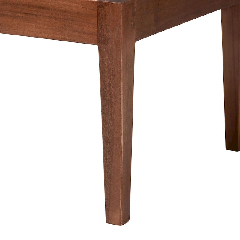 Juego de comedor de rincón tipo banqueta moderno de estilo bohemio, de ratán marrón natural y madera de acacia marrón, de 2 piezas