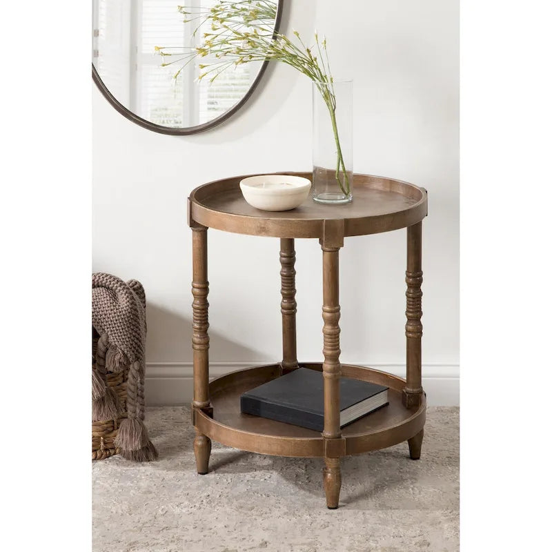 Mesa auxiliar redonda de madera