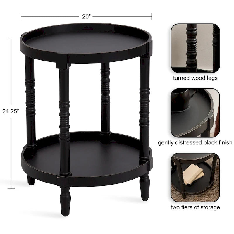 Mesa auxiliar redonda de madera