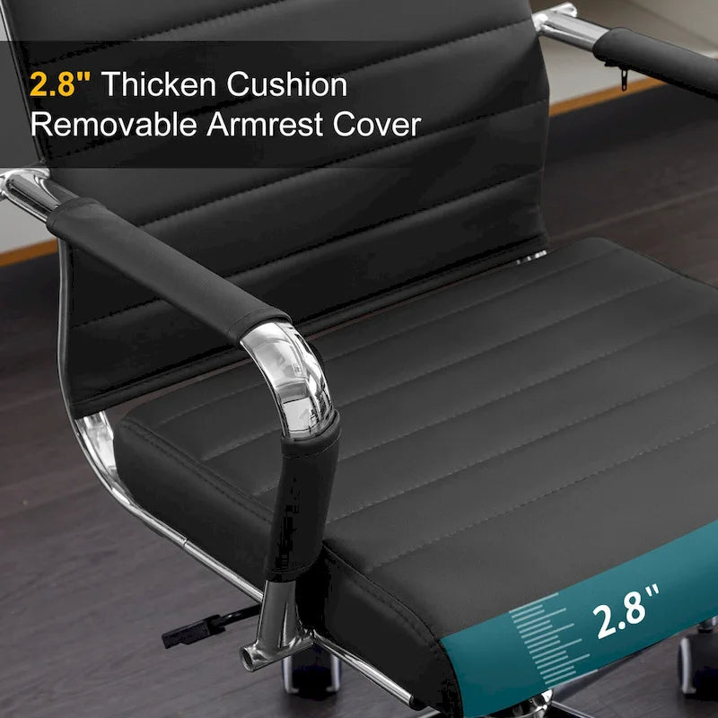 Fauteuil de bureau ergonomique en cuir PU, pivotant et réglable en hauteur