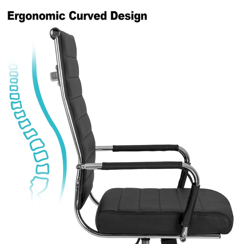 Fauteuil de bureau ergonomique en cuir PU, pivotant et réglable en hauteur