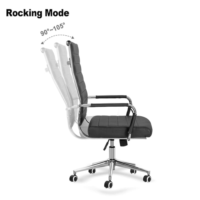 Fauteuil de bureau ergonomique en cuir PU, pivotant et réglable en hauteur
