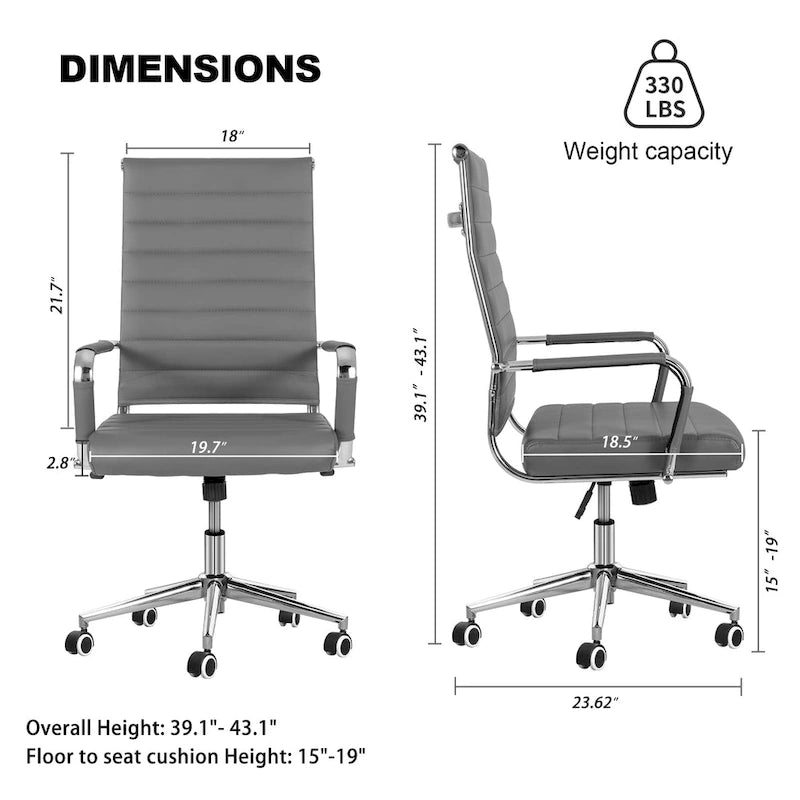 Fauteuil de bureau ergonomique en cuir PU, pivotant et réglable en hauteur