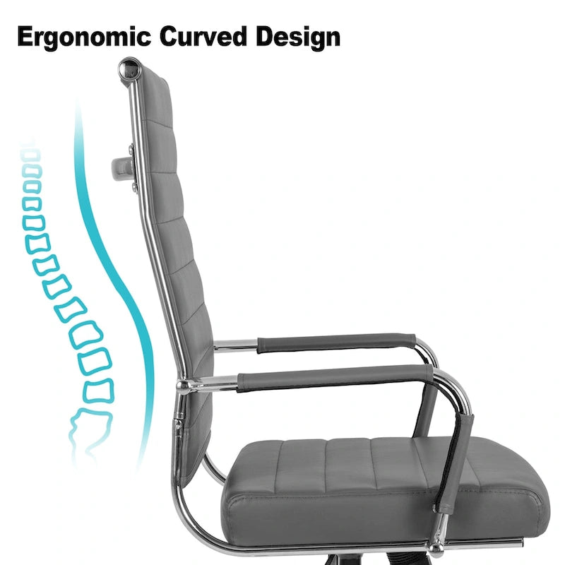 Fauteuil de bureau ergonomique en cuir PU, pivotant et réglable en hauteur