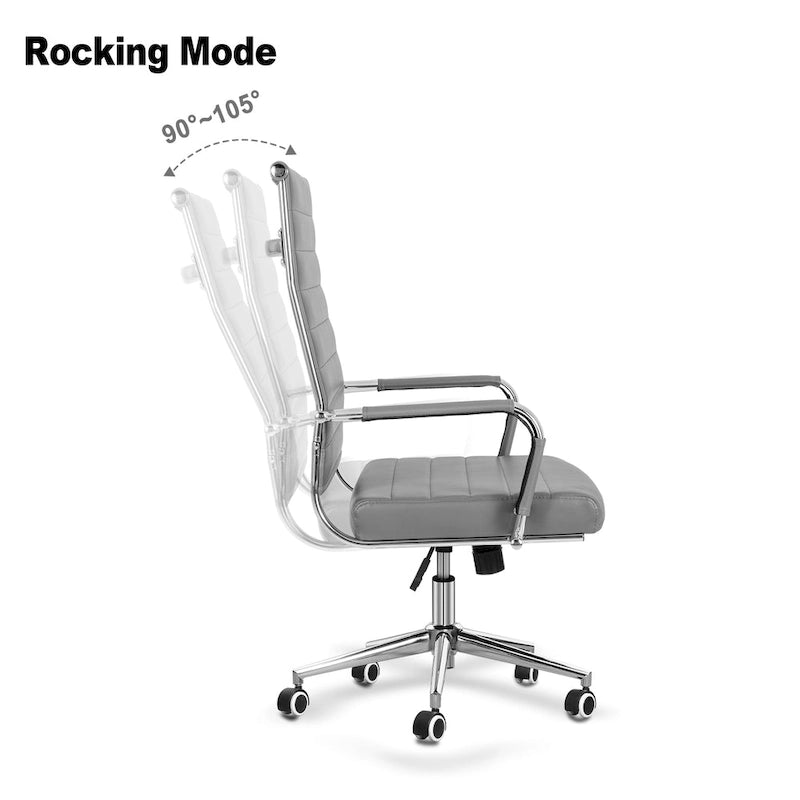 Fauteuil de bureau ergonomique en cuir PU, pivotant et réglable en hauteur