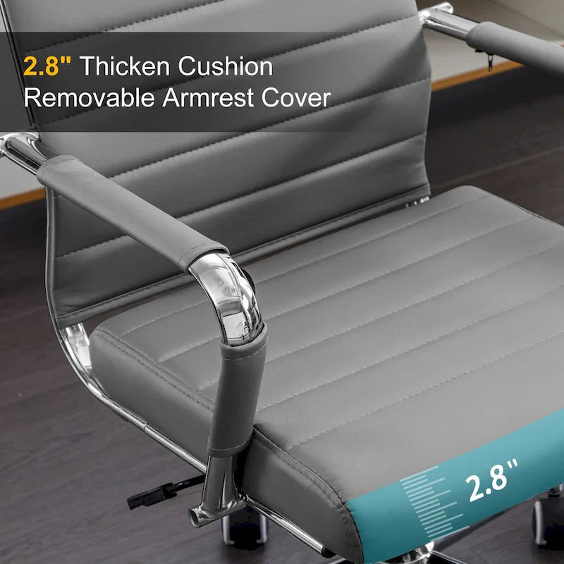 Fauteuil de bureau ergonomique en cuir PU, pivotant et réglable en hauteur