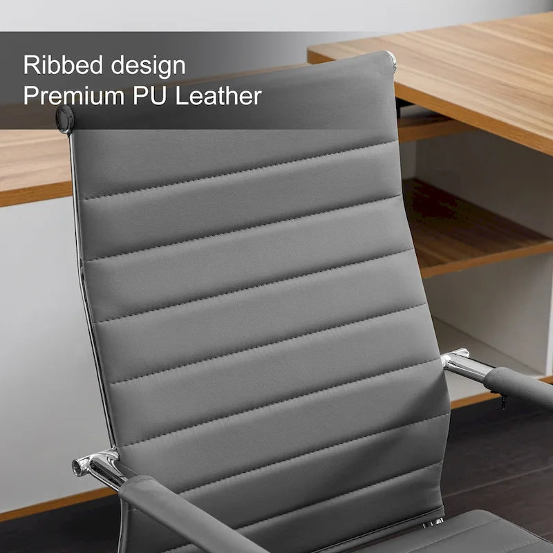 Fauteuil de bureau ergonomique en cuir PU, pivotant et réglable en hauteur