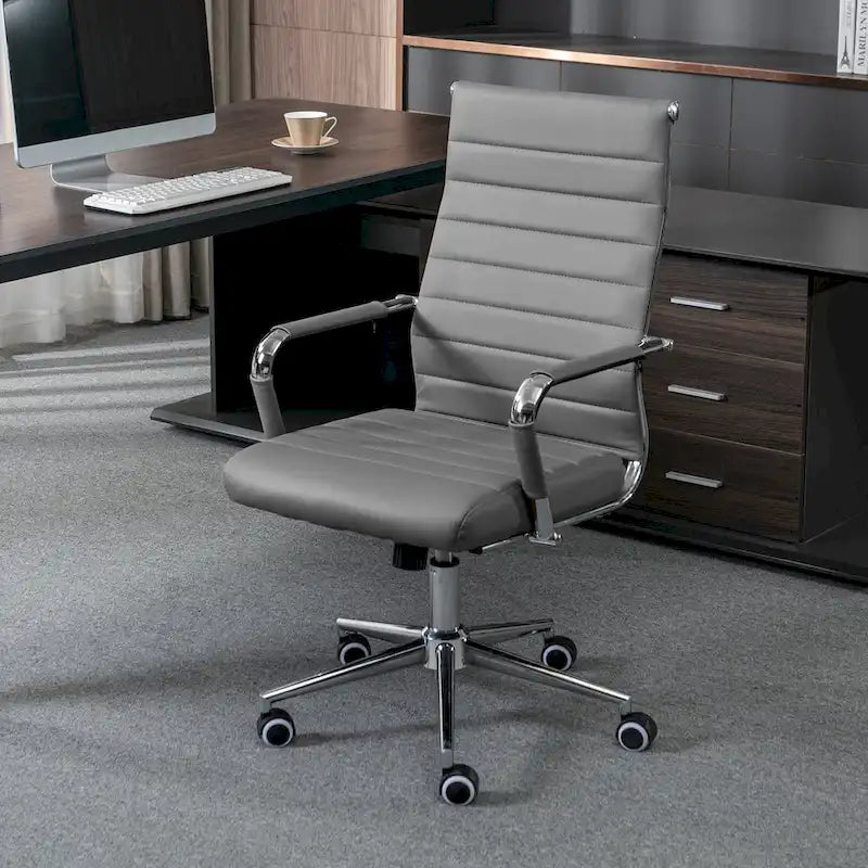 Fauteuil de bureau ergonomique en cuir PU, pivotant et réglable en hauteur