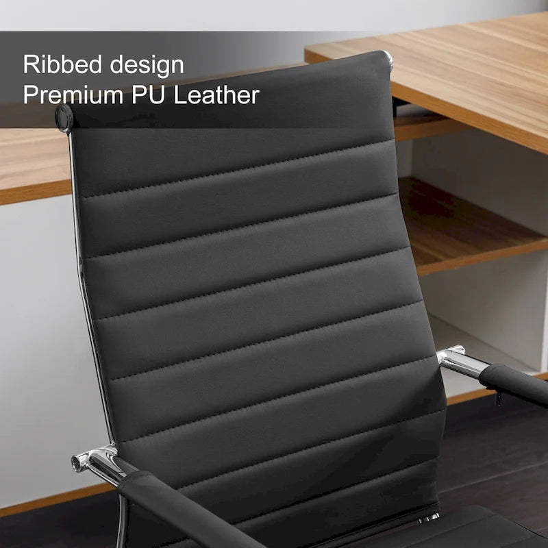 Fauteuil de bureau ergonomique en cuir PU, pivotant et réglable en hauteur