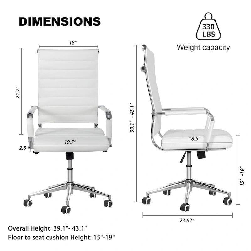 Fauteuil de bureau ergonomique en cuir PU, pivotant et réglable en hauteur