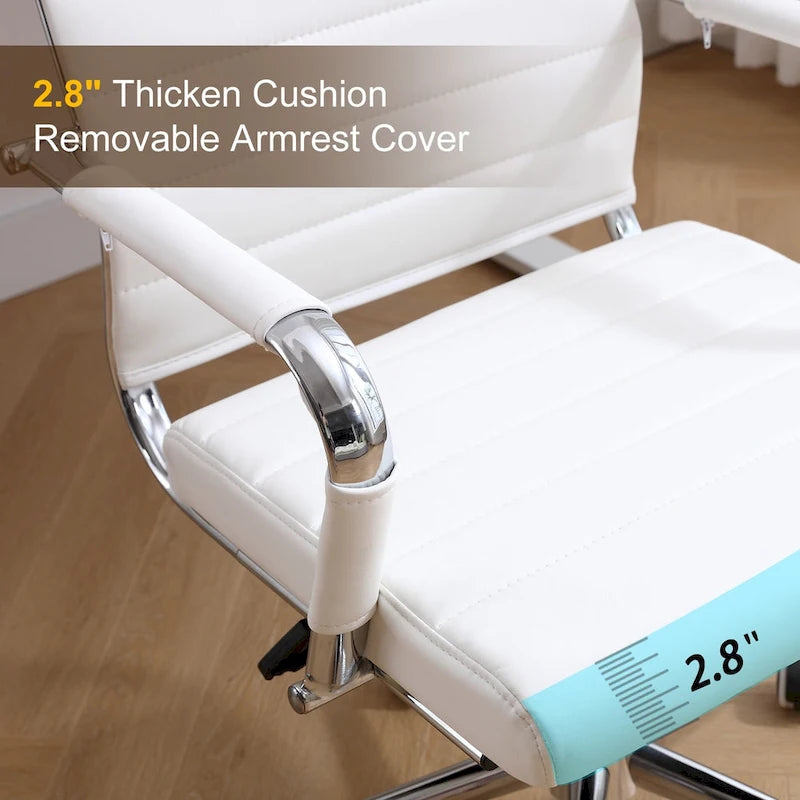 Fauteuil de bureau ergonomique en cuir PU, pivotant et réglable en hauteur