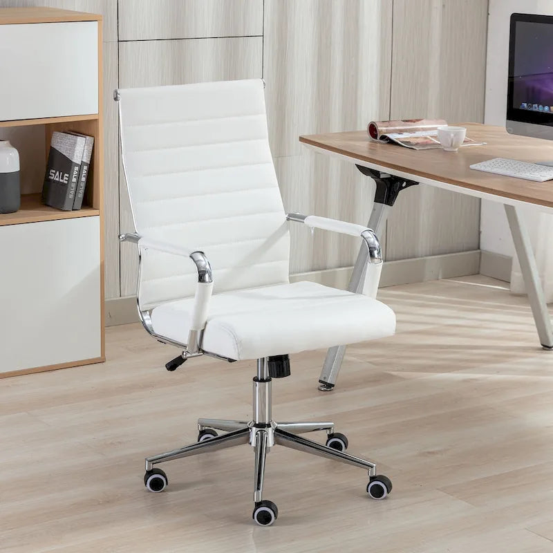 Fauteuil de bureau ergonomique en cuir PU, pivotant et réglable en hauteur