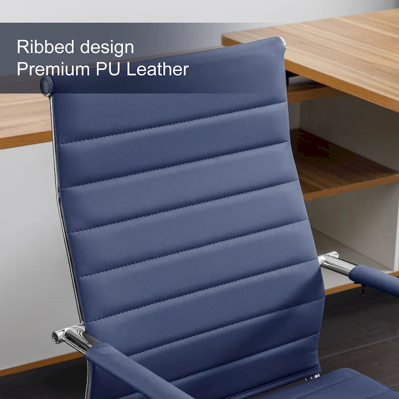 Fauteuil de bureau ergonomique en cuir PU, pivotant et réglable en hauteur