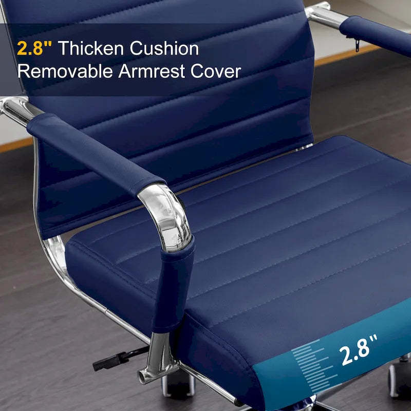 Fauteuil de bureau ergonomique en cuir PU, pivotant et réglable en hauteur