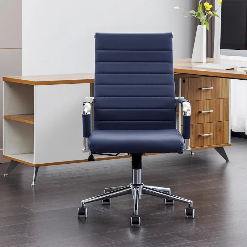 Fauteuil de bureau ergonomique en cuir PU, pivotant et réglable en hauteur