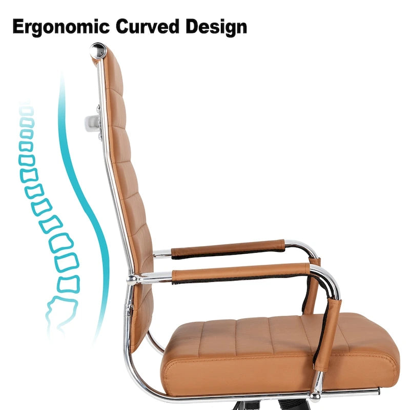 Fauteuil de bureau ergonomique en cuir PU, pivotant et réglable en hauteur