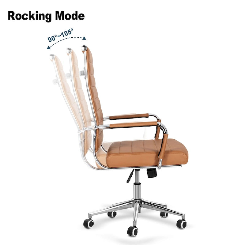 Fauteuil de bureau ergonomique en cuir PU, pivotant et réglable en hauteur