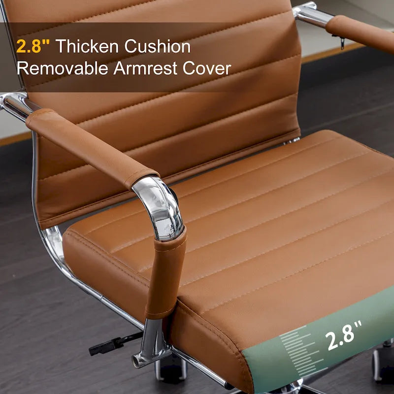 Fauteuil de bureau ergonomique en cuir PU, pivotant et réglable en hauteur