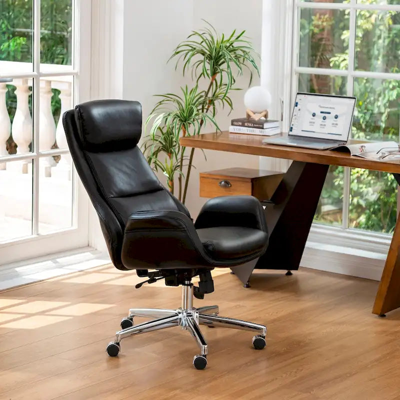 Moderner ergonomischer Chefsessel aus Kunstleder mit hoher Rückenlehne, verstellbar und drehbar