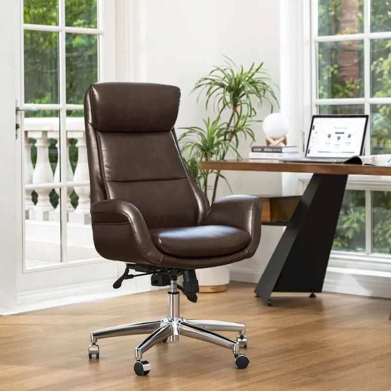 Moderner ergonomischer Chefsessel aus Kunstleder mit hoher Rückenlehne, verstellbar und drehbar
