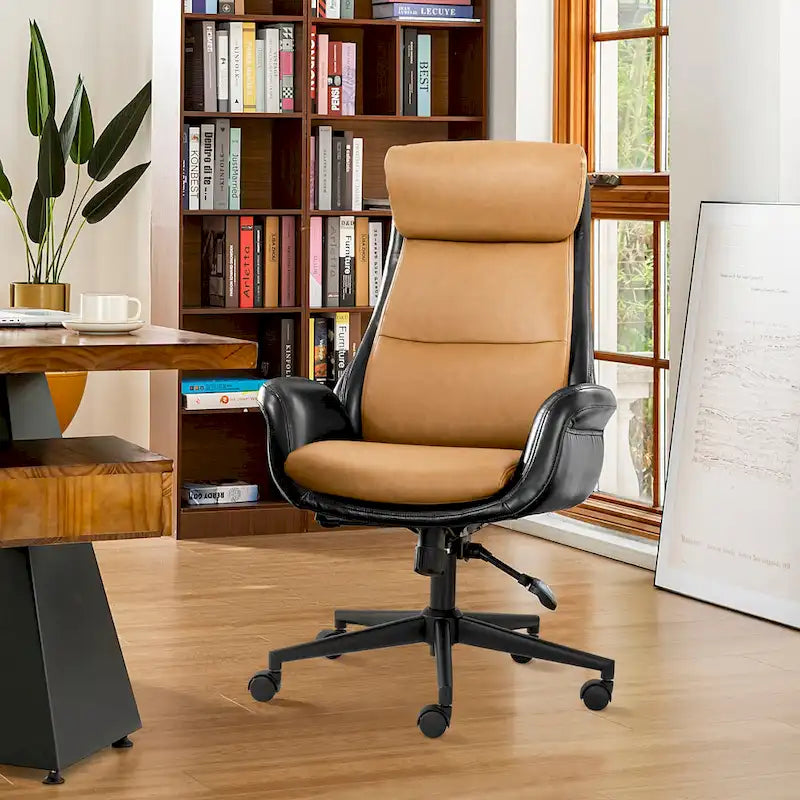 Moderner ergonomischer Chefsessel aus Kunstleder mit hoher Rückenlehne, verstellbar und drehbar
