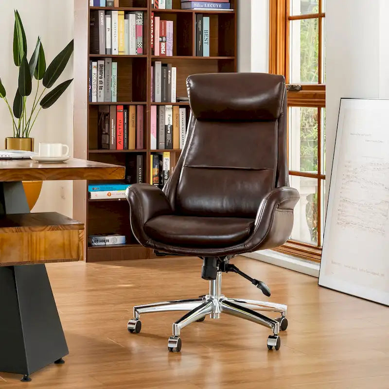 Moderner ergonomischer Chefsessel aus Kunstleder mit hoher Rückenlehne, verstellbar und drehbar