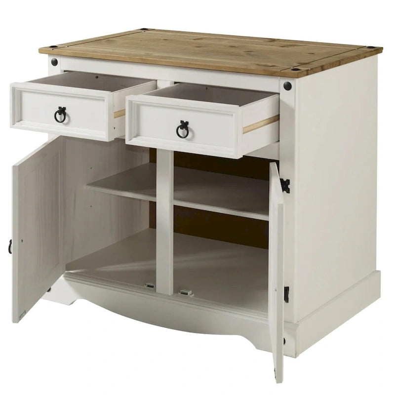 Aparador de madera de la serie Wood en blanco envejecido
