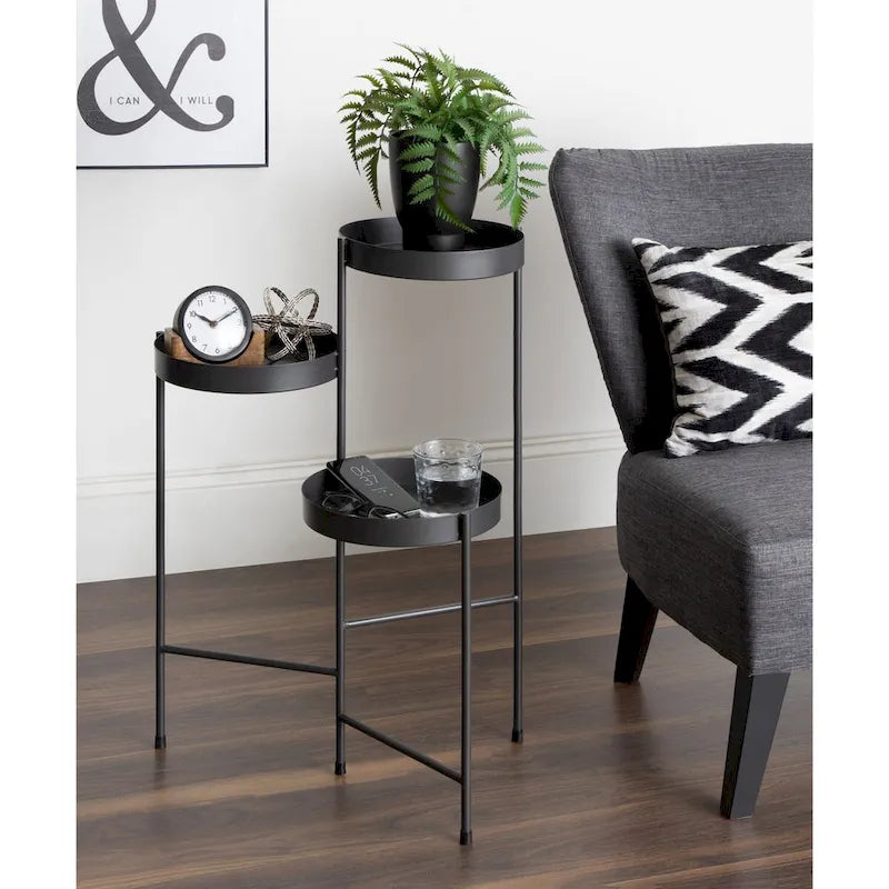 Support à plantes moderne en métal à 3 niveaux - 16x21x30