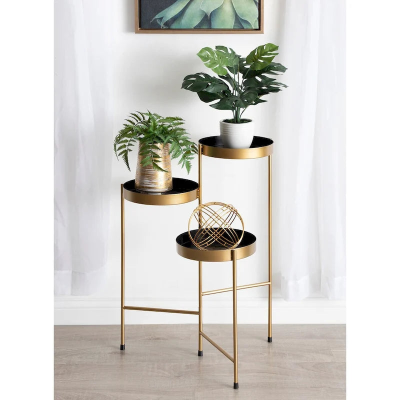 Support à plantes moderne en métal à 3 niveaux - 16x21x30