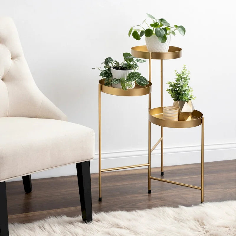 Support à plantes moderne en métal à 3 niveaux - 16x21x30