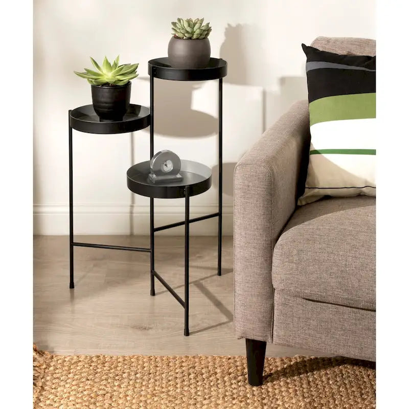 Support à plantes moderne en métal à 3 niveaux - 16x21x30