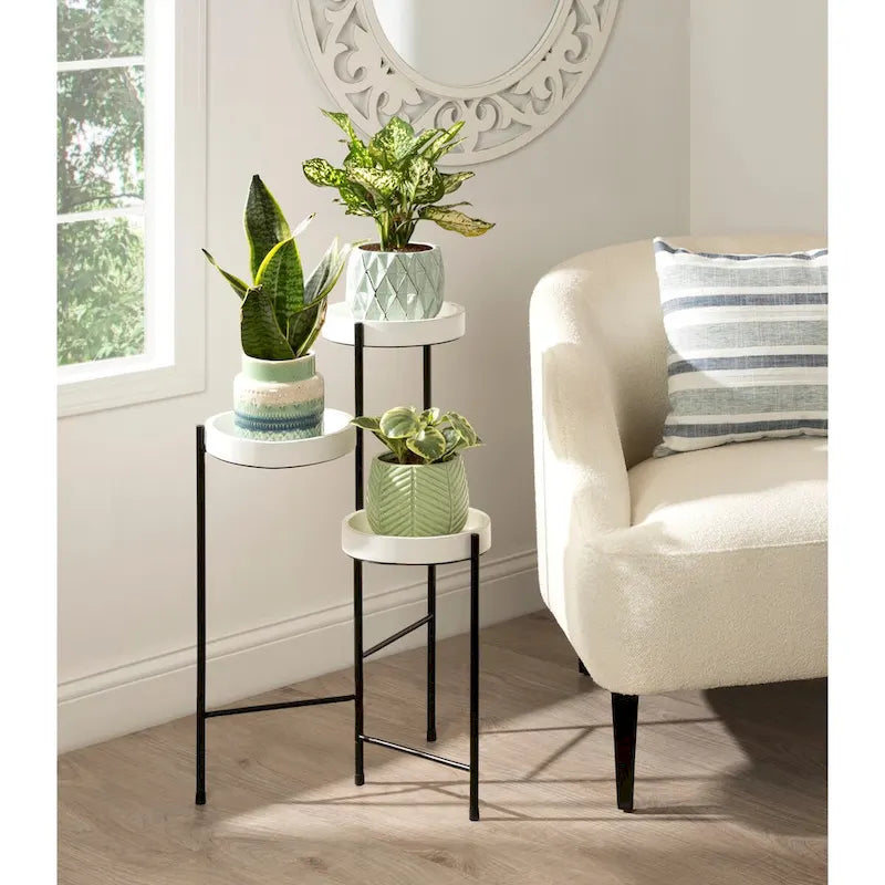 Support à plantes moderne en métal à 3 niveaux - 16x21x30