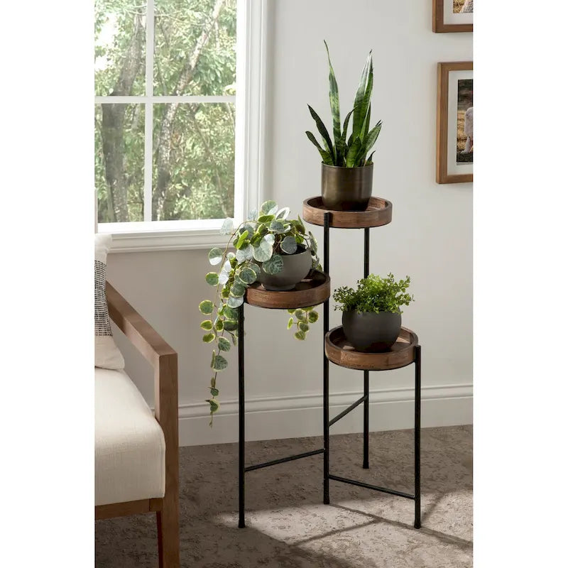 Support à plantes moderne en métal à 3 niveaux - 16x21x30
