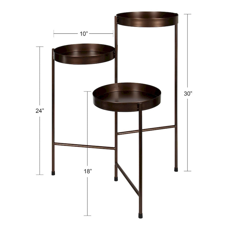 Support à plantes moderne en métal à 3 niveaux - 16x21x30